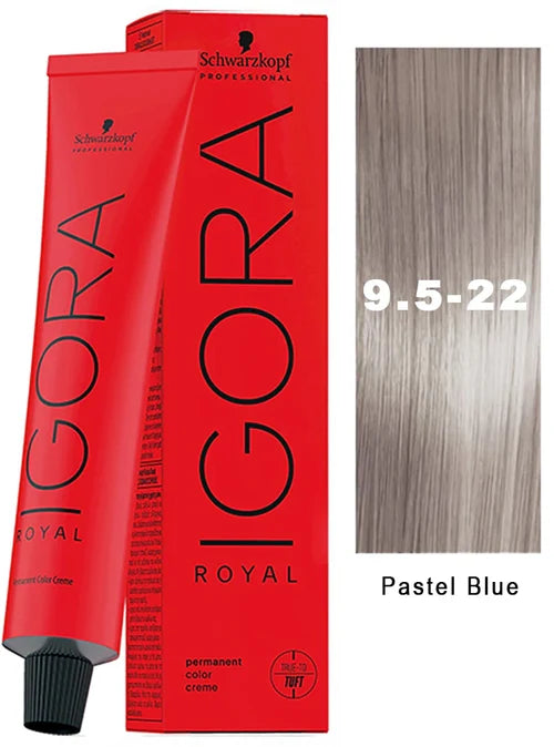 Igora Royal 9,5-22 Pale Blue Permanent Hair Color and Goomee Hair Loop Single Diamond Clear (Bundle 2 items)