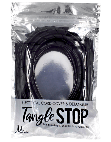 TANGLE STOP Cord Detangler & Cover | Perfect for Cable Management (9-Feet, Black)