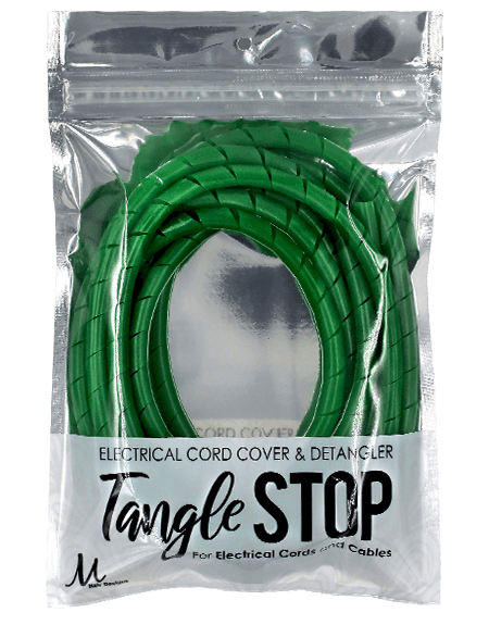 TANGLE STOP Cord Detangler & Cover | Perfect for Cable Management (9-Feet, Green)