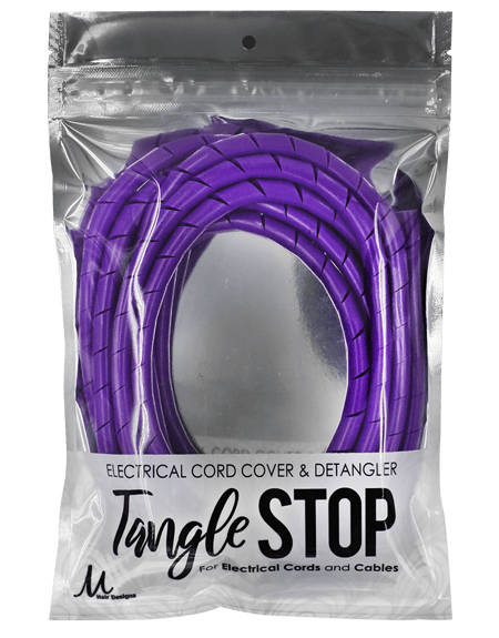 TANGLE STOP Cord Detangler & Cover | Perfect for Cable Management (9-Feet, Purple)