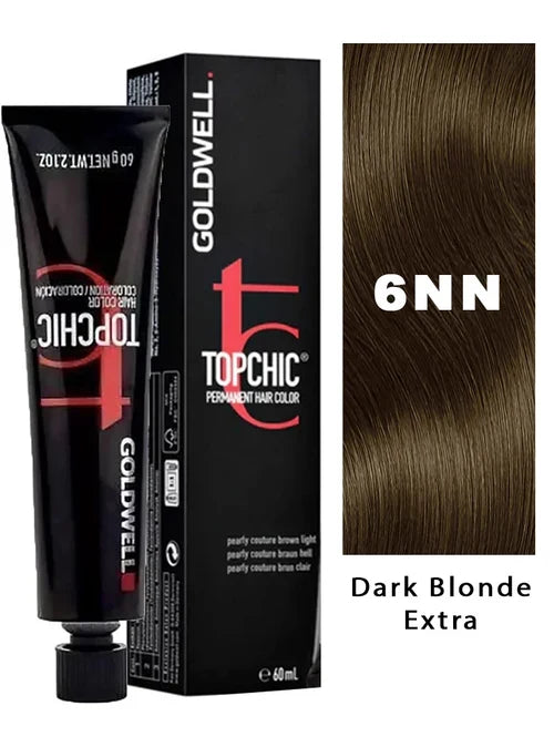 Topchic 6NN Dark Blonde/Extra Permanent Hair Color | Topchic Hair Dye 2 Ounce and M Hair Designs Tint Brush (Bundle)