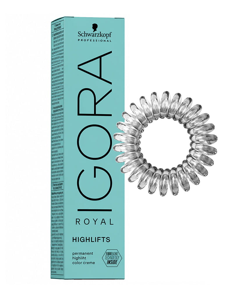 Igora Royal 10-21 Ultra Blonde Ash Beige Highlifts Permanent Hair Color and Goomee The Markless Hair Loop Single Pack Diamond Clear (Bundle 2 items)