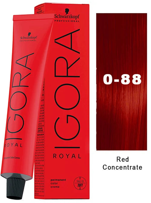 IgoraRoyal 0-88 Red Concentrate Permanent Hair Color 2 Fl Oz and Clear Powdered Medium Vinyl Gloves (Bundle)