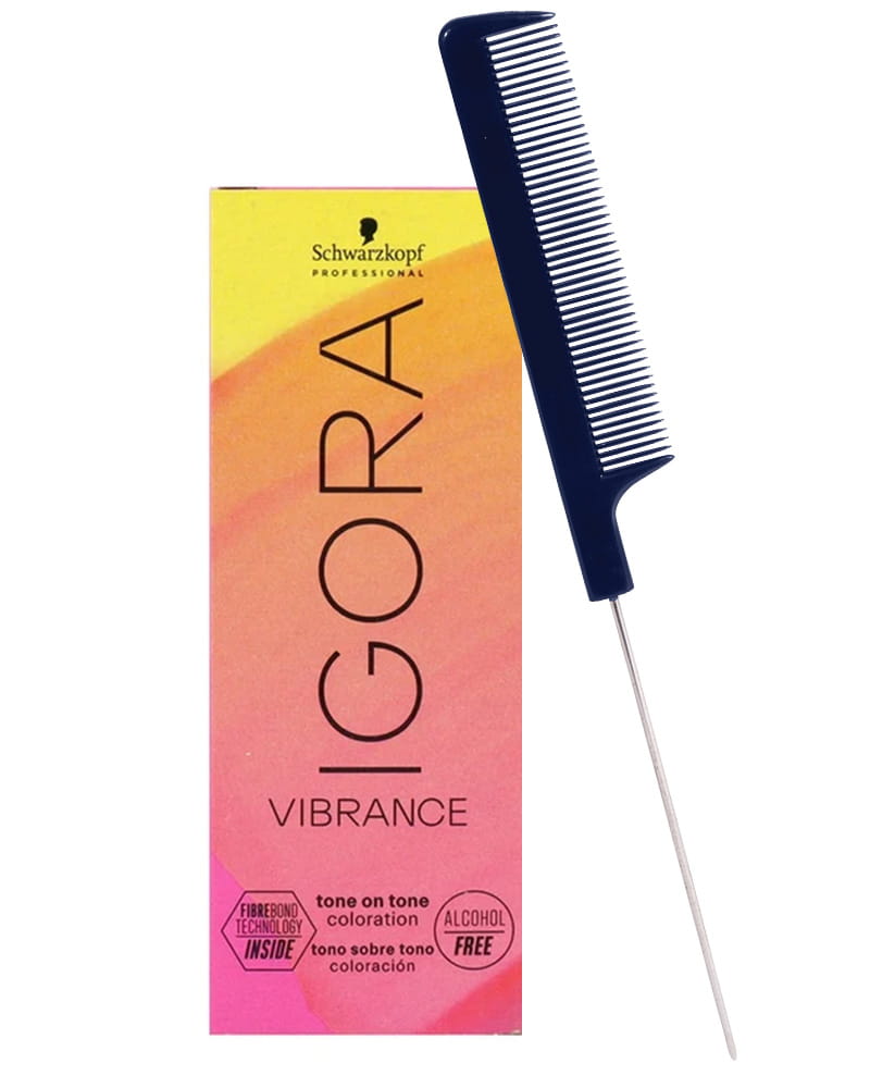 Igora Vibrance 6-00 Dark Blonde Natural Extra Demi-Permanent Tone on Tone Alcohol Free Liquid Hair Color 60 ml and M Hair Designs Tint Brush (Bundle)